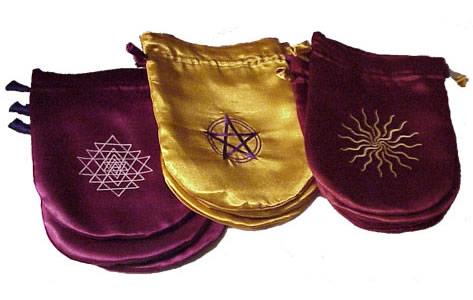 Embroidered Satin Tarot Bags, Rune Bag, Mojo Bag, etc