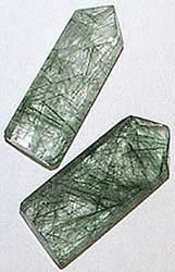 Flat Rutile Green Quartz Crystal (1" long) - Click Image to Close