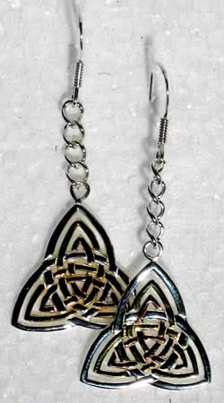 Earring: Three Tone Trinity Knot Sterling