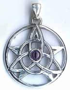 Pentagram & Triquetra: Druid`s Amulet Amethyst Sterling