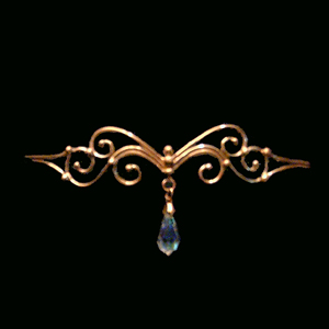 Bronze Circlet - Scroll Design (down) with 1 Crystal Drop