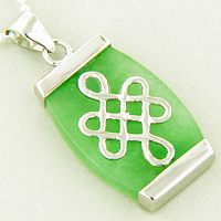 CELTIC PROTECTION KNOT SILVER & GREEN JADE PENDANT