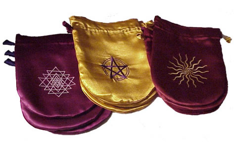 Embroidered Satin Tarot Bags, Rune Bag, Mojo Bag, etc Embroidered Satin Tarot Bags, Rune Bag, Mojo Bag, etc