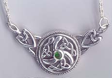 Necklace: Celtic W/Emerald Green Sterling with Chain Necklace: Celtic W/Emerald Green Sterling with Chain