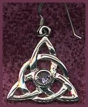 Earring:Triangle Knot Celtic Amethyst Sterling