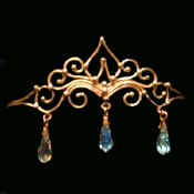 Bronze Circlet - Scroll Design with 3 Crystal Drops
